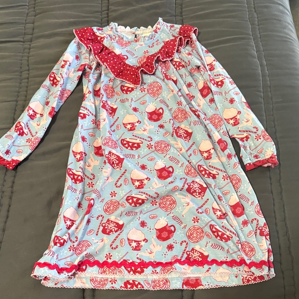 Matilda Jane Red & Light Blue Candy-Print Long-Sleeve Nightgown